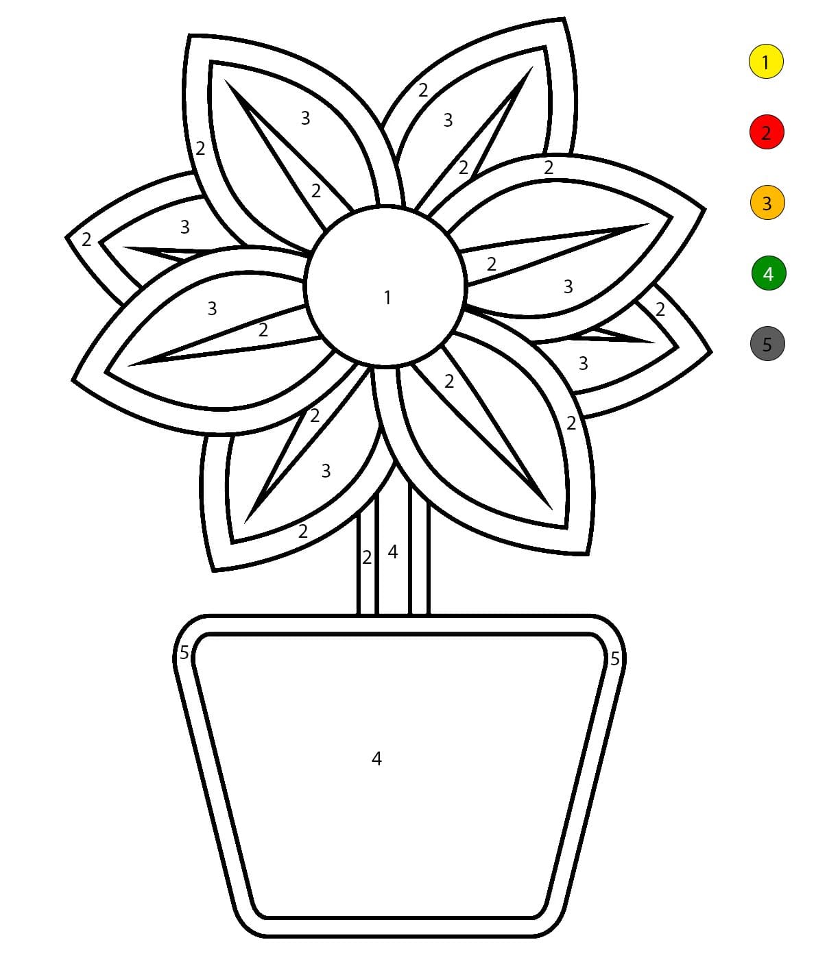 Drawing Flowers Pot Color By Number