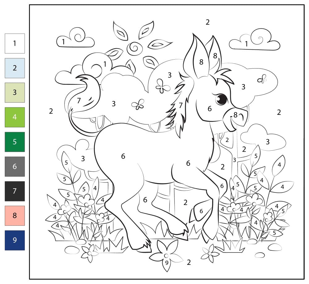 Easy Donkey Color By Number
