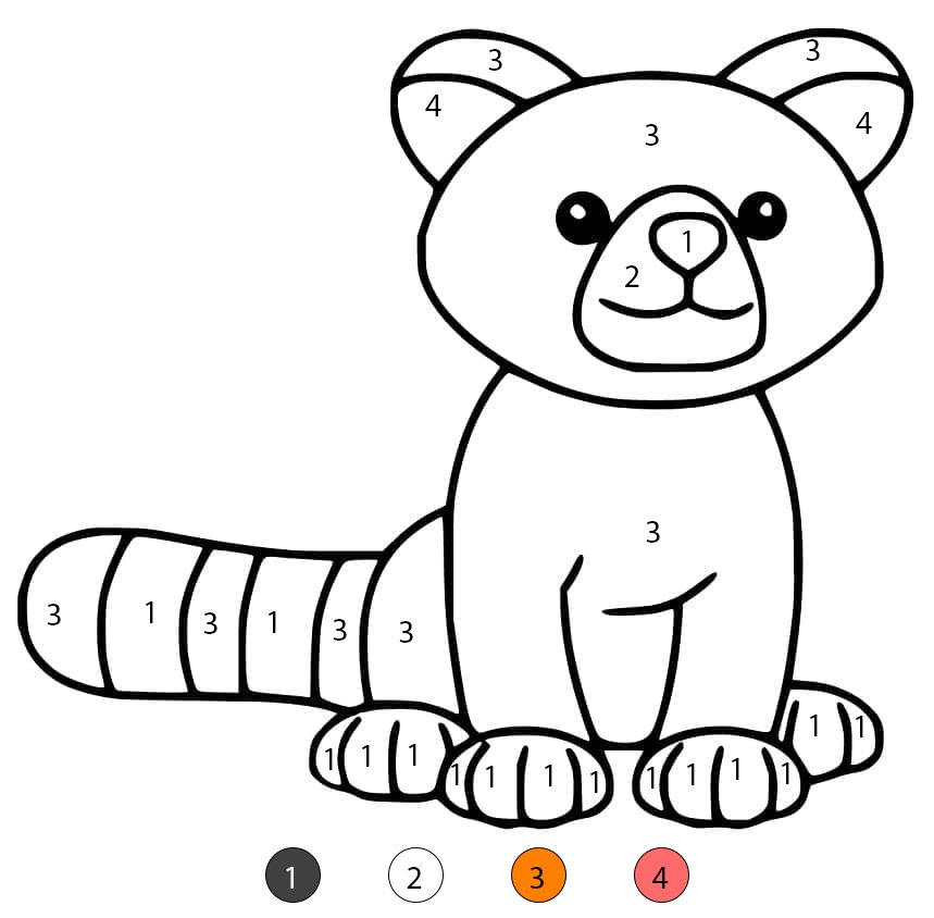 Easy Red Panda Color By Number