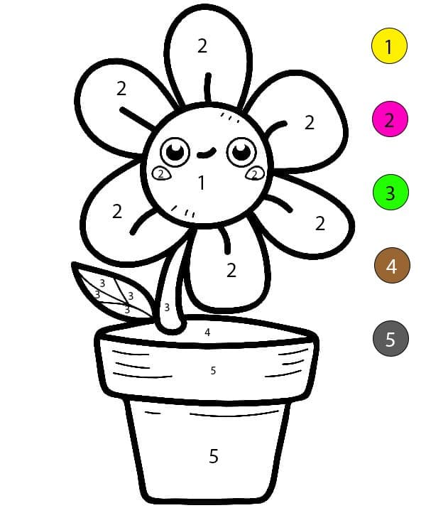 Flowers Pot Cartoon Color By Number