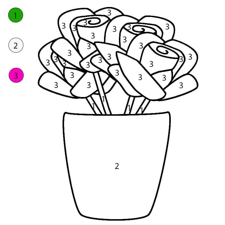 Flowers Pot Free For Kids Color By Number