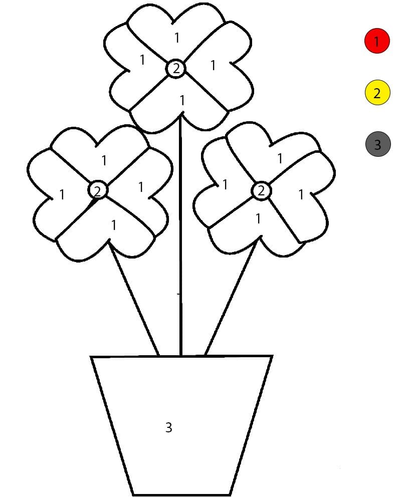 Flowers Pot Free Printable Color By Number