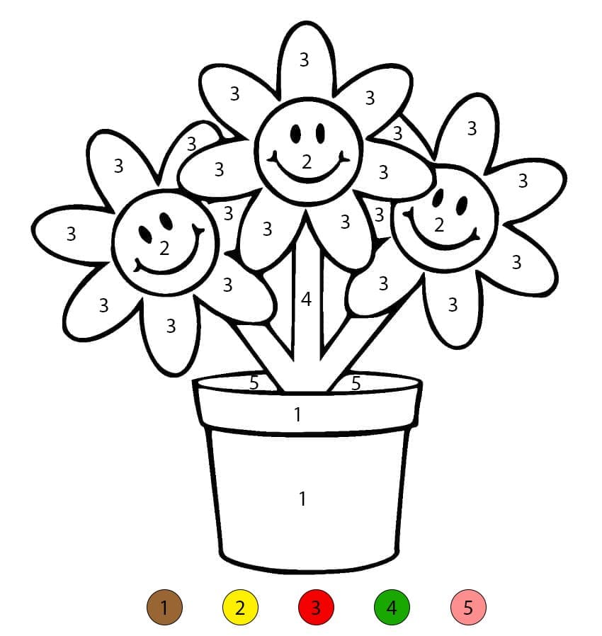 Flowers Pot Happy Color By Number