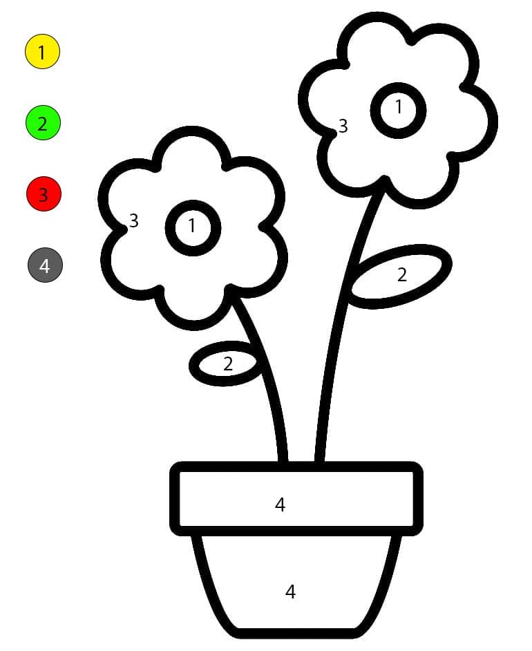Flowers Pot Print Color By Number