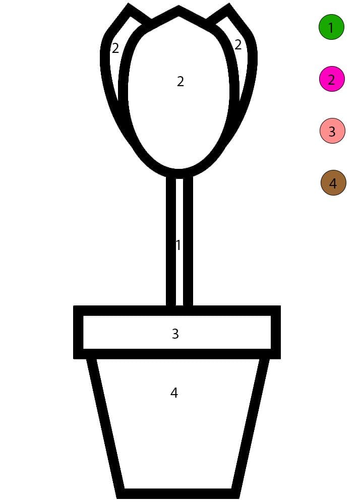 Flowers Pot To Print Color By Number