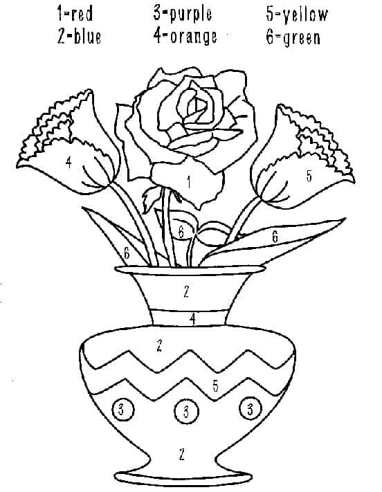 Flowers Pot Vase Color By Number