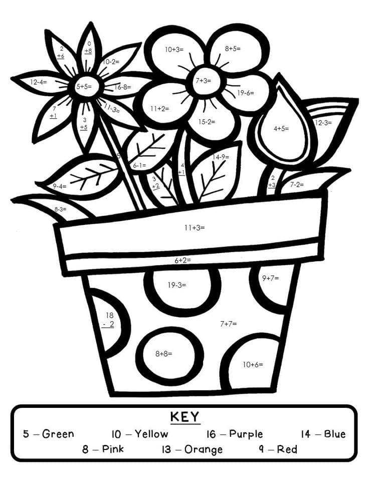 Free Flower Pot Color By Number