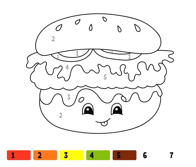 Free Hamburger Color By Number