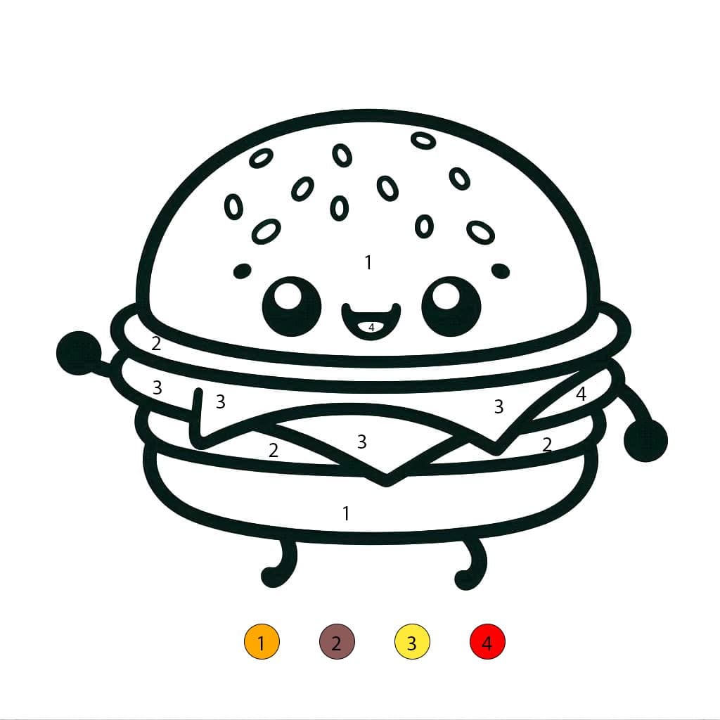 Funny Hamburger Color By Number