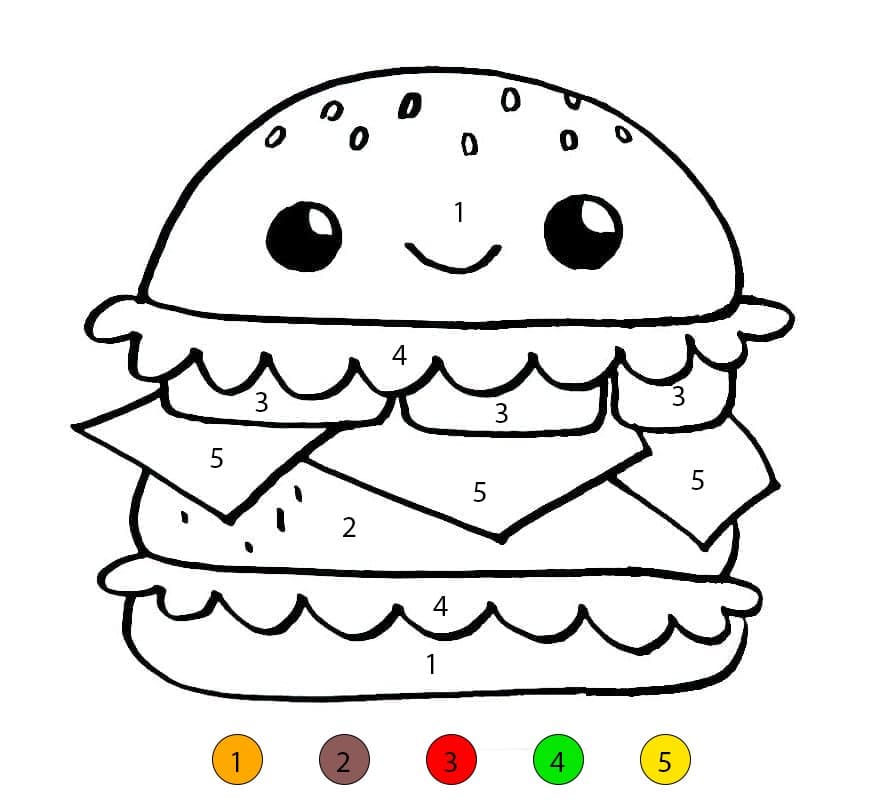 Hamburger is Smiling Color By Number