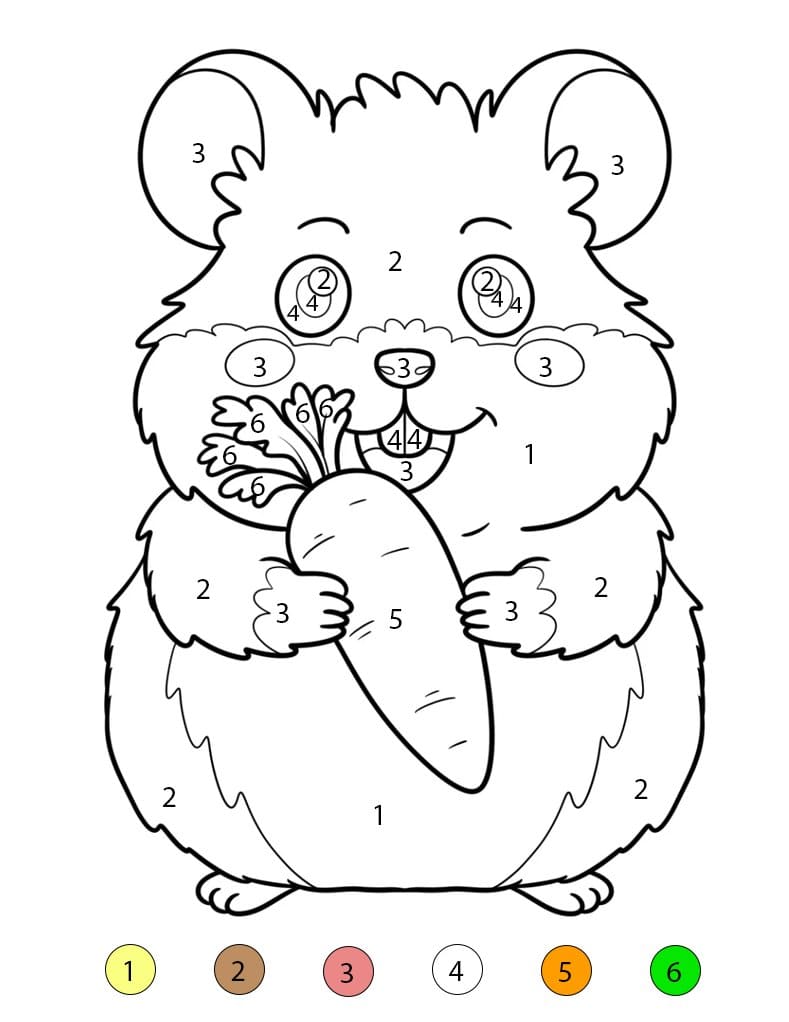 Hamster Holding A Carrot Color By Number