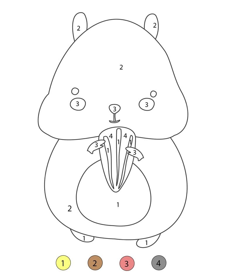 Hamster Holding Acorn Color By Number