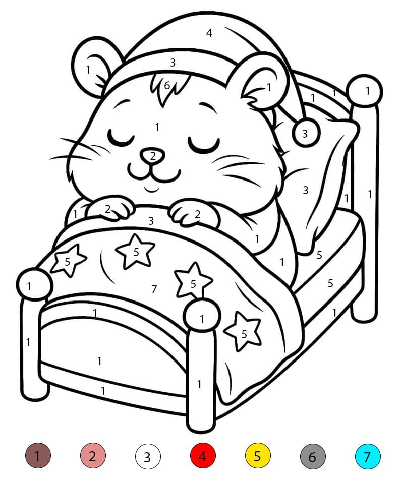 Hamster On A Small Bed Color By Number