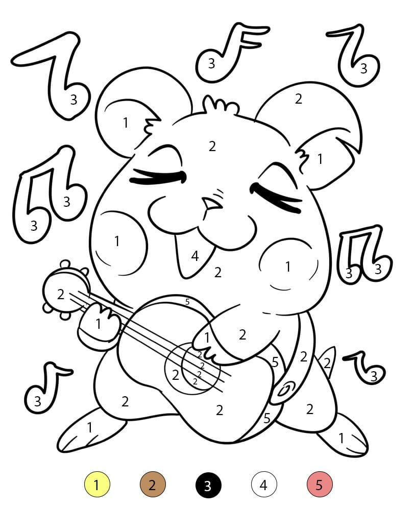 Hamster Playing Guitar Color By Number