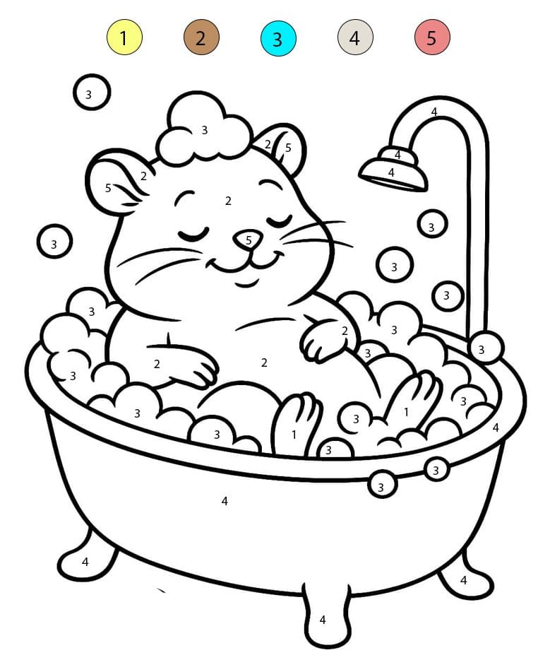 Hamster Relaxing In A Bathtub Color By Number