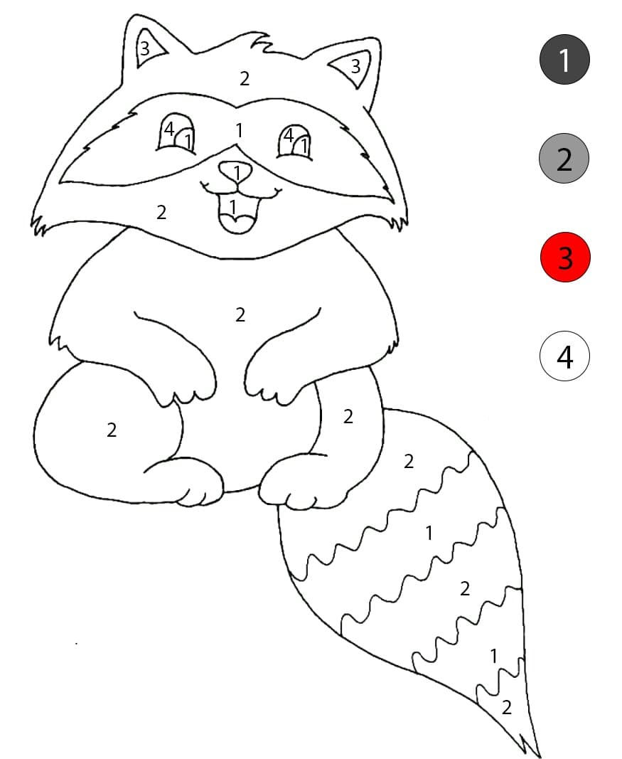 Happy Raccoon Color By Number