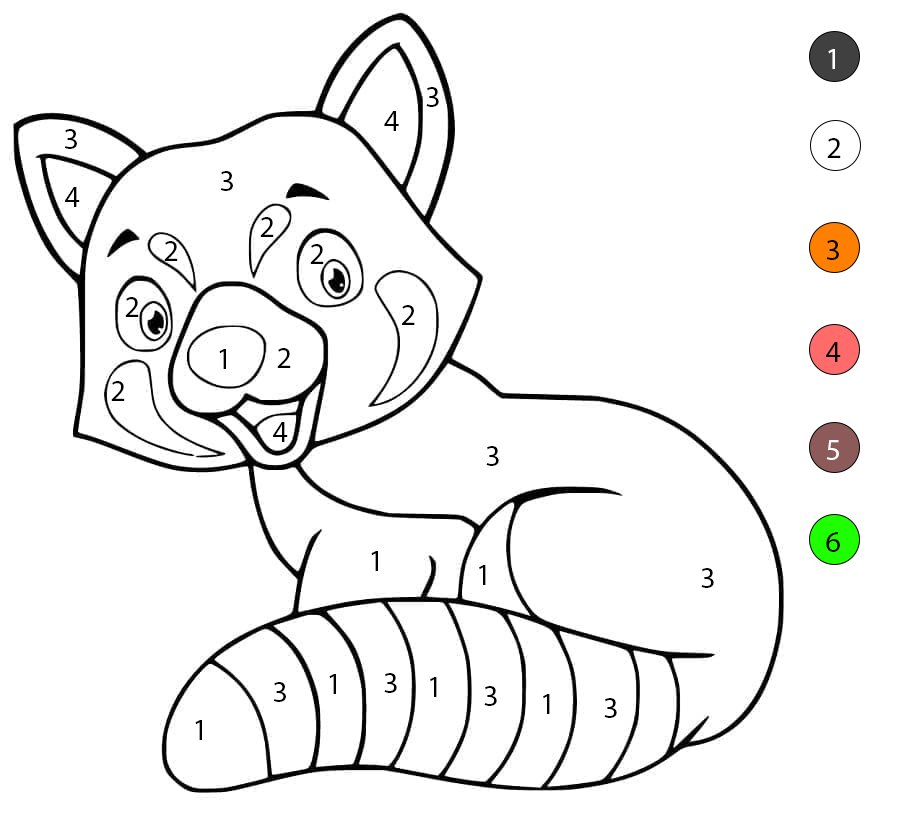 Happy Red Panda Color By Number