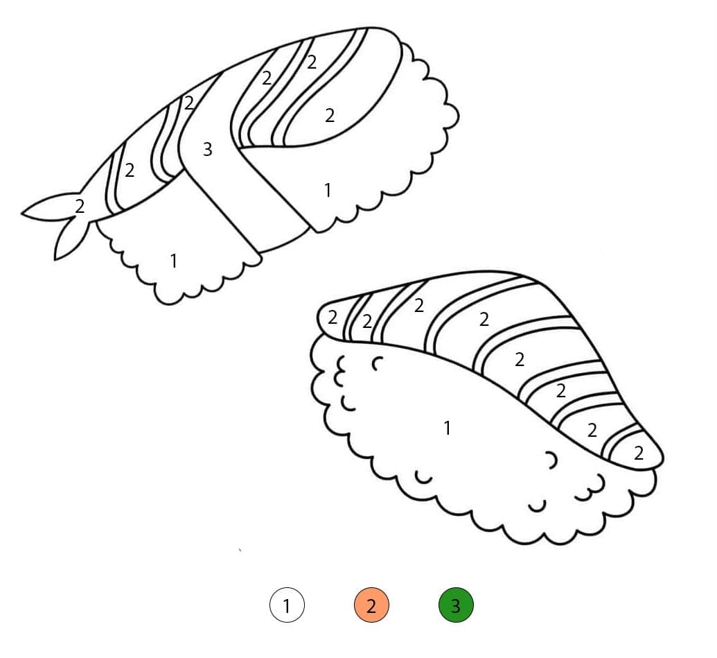 Japanese Sushi Food Color By Number