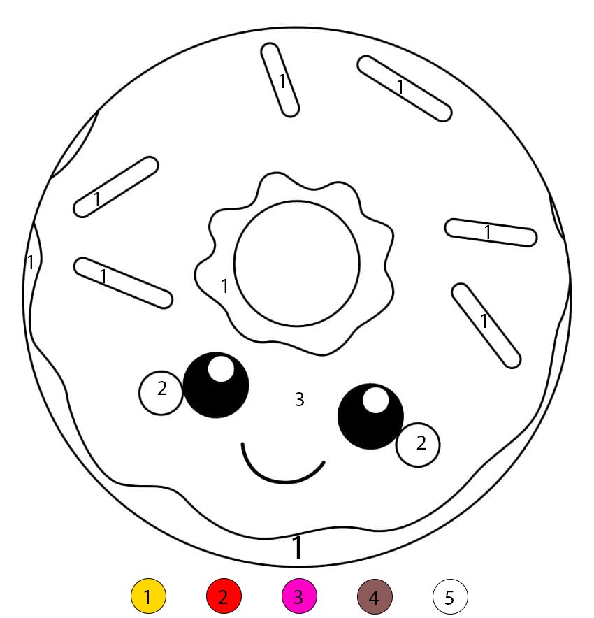 Kawaii Donut Color By Number