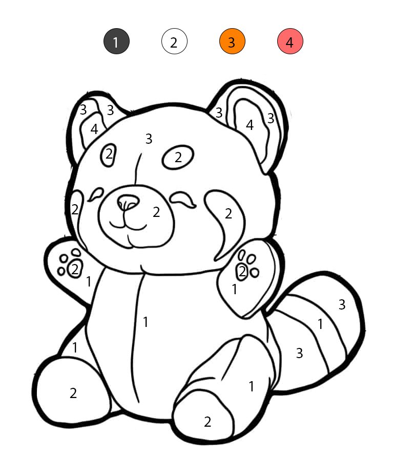 Kawaii Red Panda Color By Number