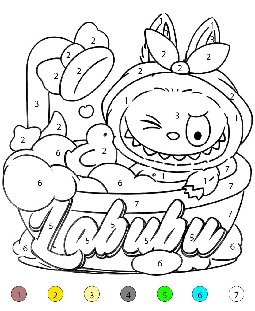 Labubu in the Bathtub Color By Number