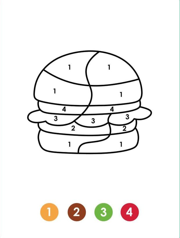 Little Hamburger Color By Number
