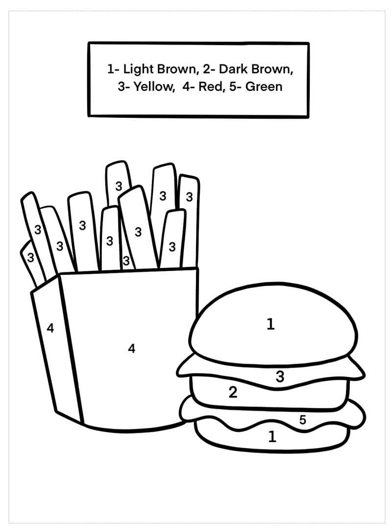 Nice Hamburger Color By Number