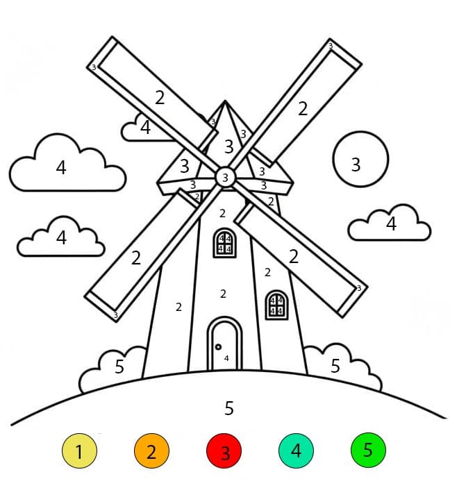 Nice Windmill Color By Number