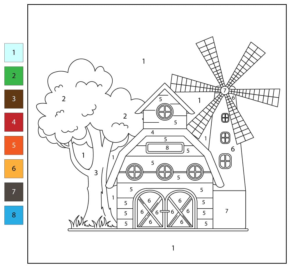 Normal Windmill Color By Number