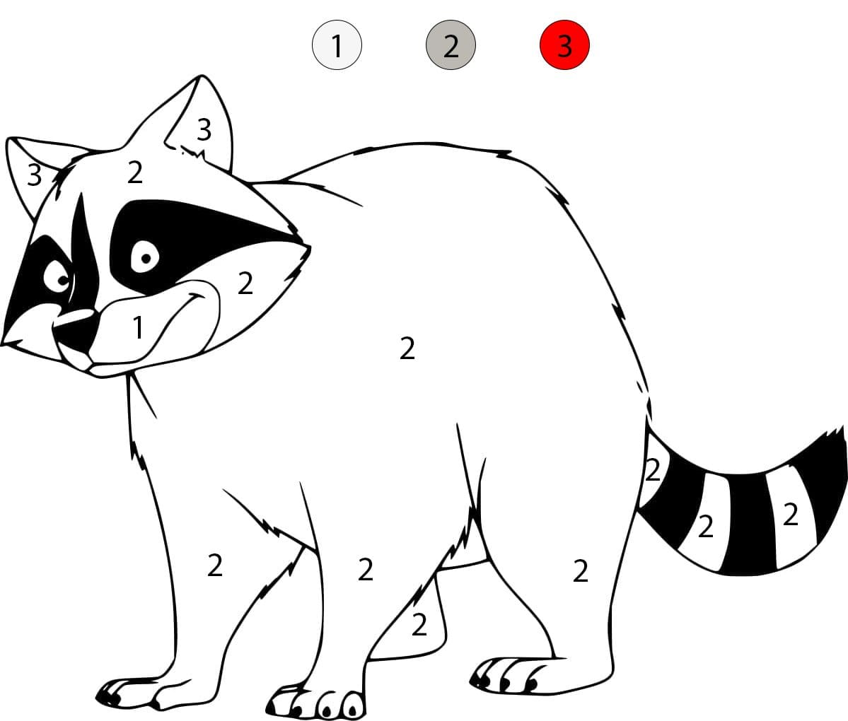 Raccoon Basic Color By Number