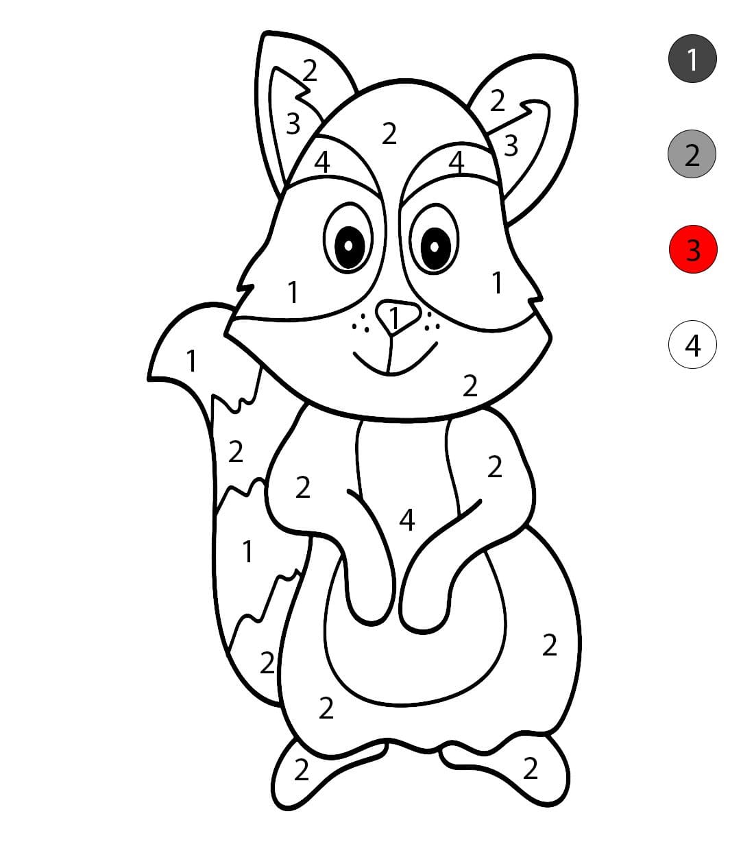 Raccoon Doodle Color By Number