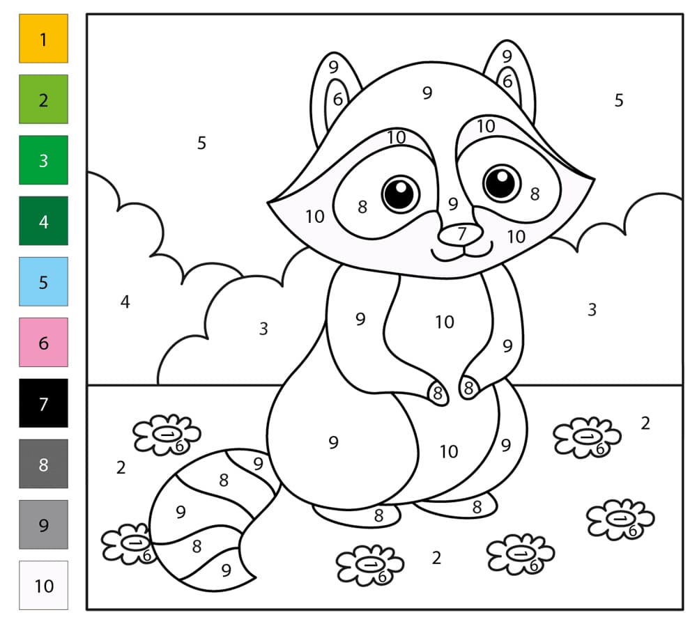 Raccoon to Print Color By Number