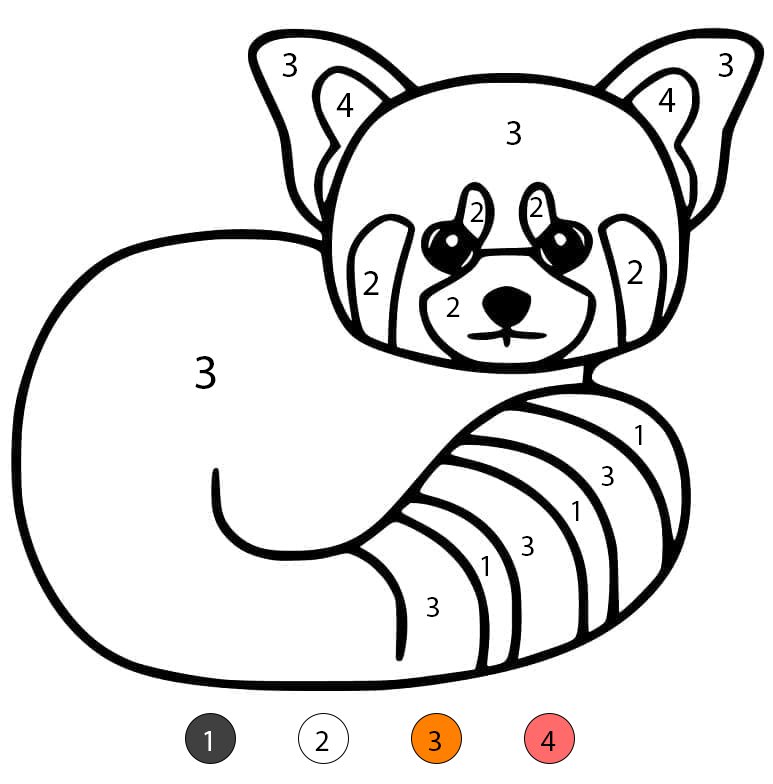 Red Panda Free Printable Color By Number