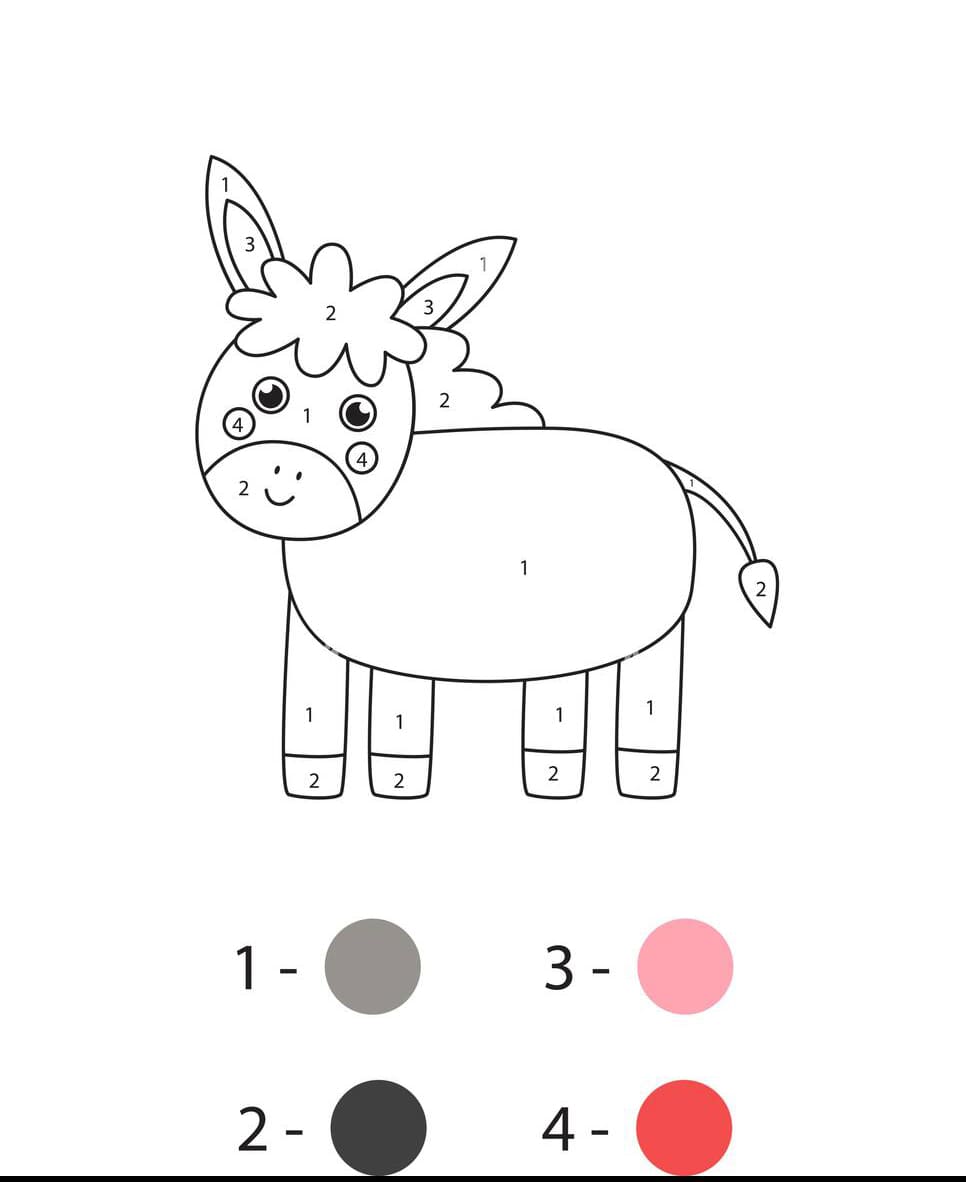 Simple Donkey Color By Number