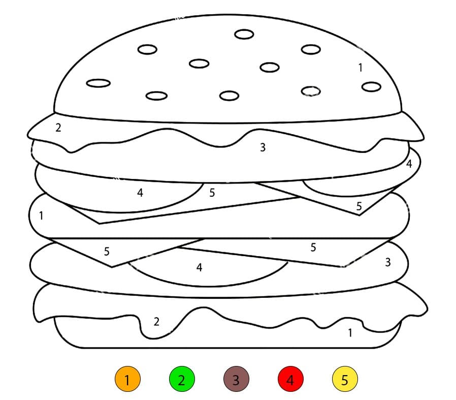 Simple Hamburger Color By Number