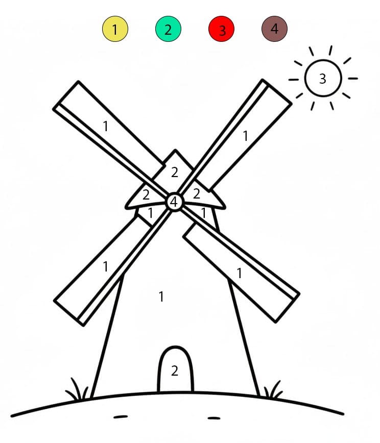 Simple Windmill Color By Number