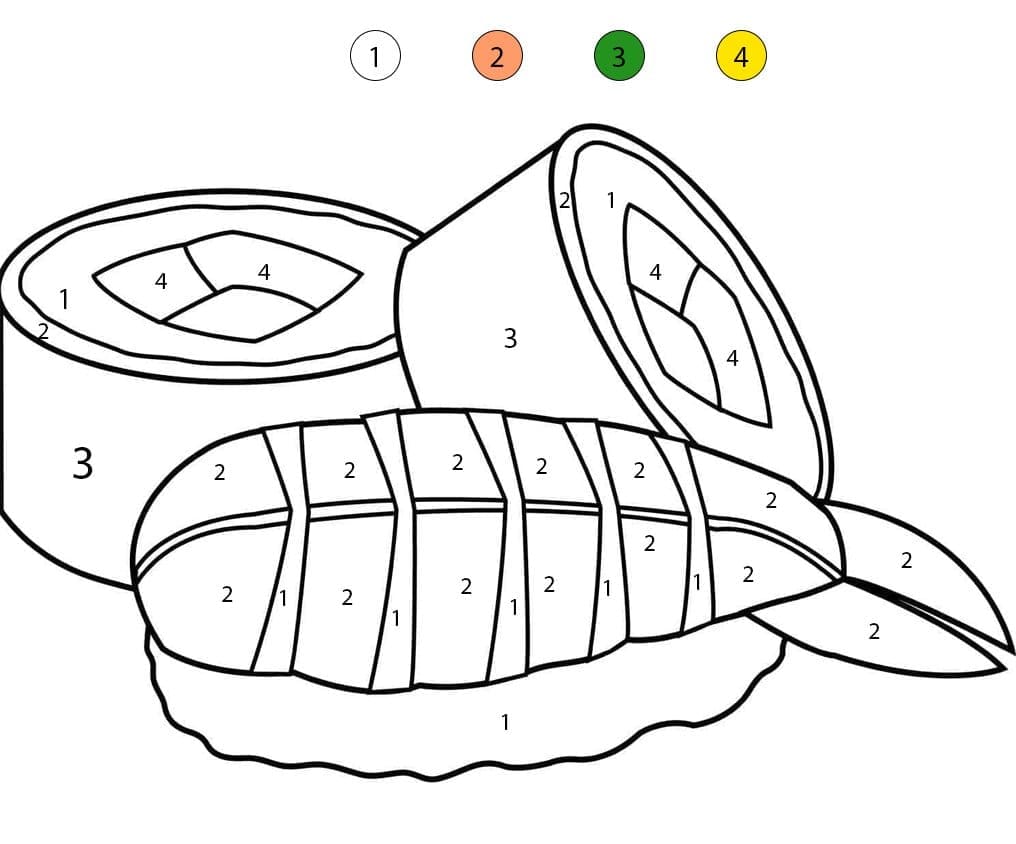 Sushi Free Printable Color By Number