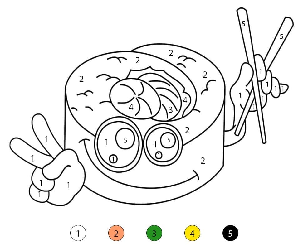 Sushi Kawaii Color By Number