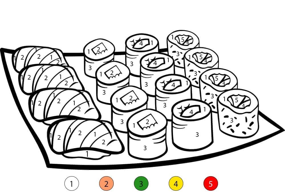 Sushi Plate Color By Number