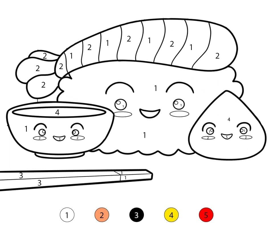 Sushi Smiling Color By Number