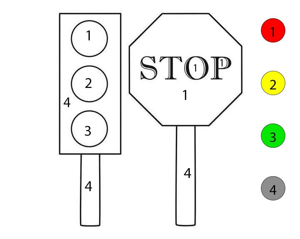 Traffic Light And Stop Traffic Color By Number