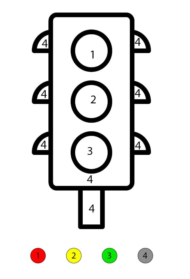 Traffic Light Free For Kids Color By Number