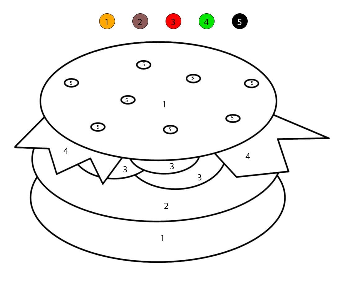 Very Easy Hamburger Color By Number