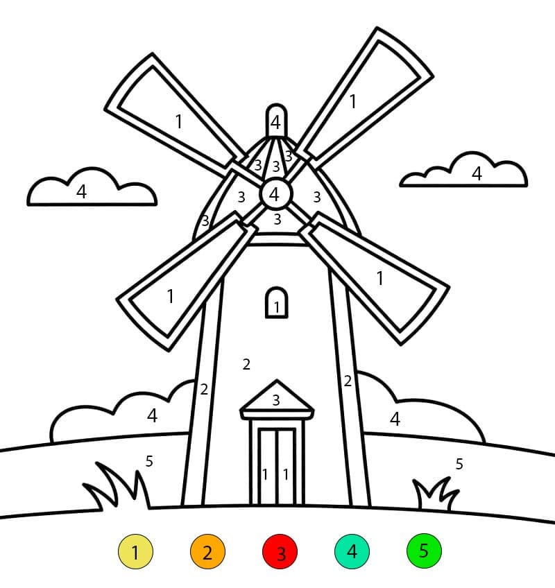 Very Easy Windmill Color By Number