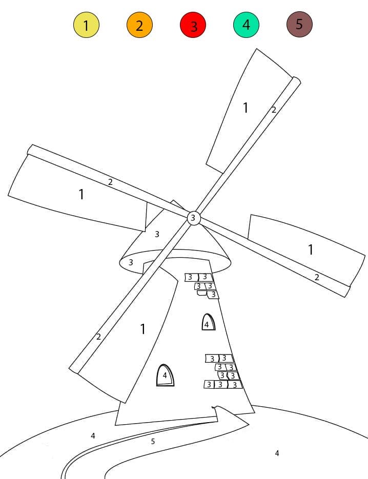 Windmill For Free Color By Number