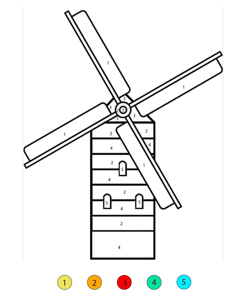 Windmill Free Color By Number