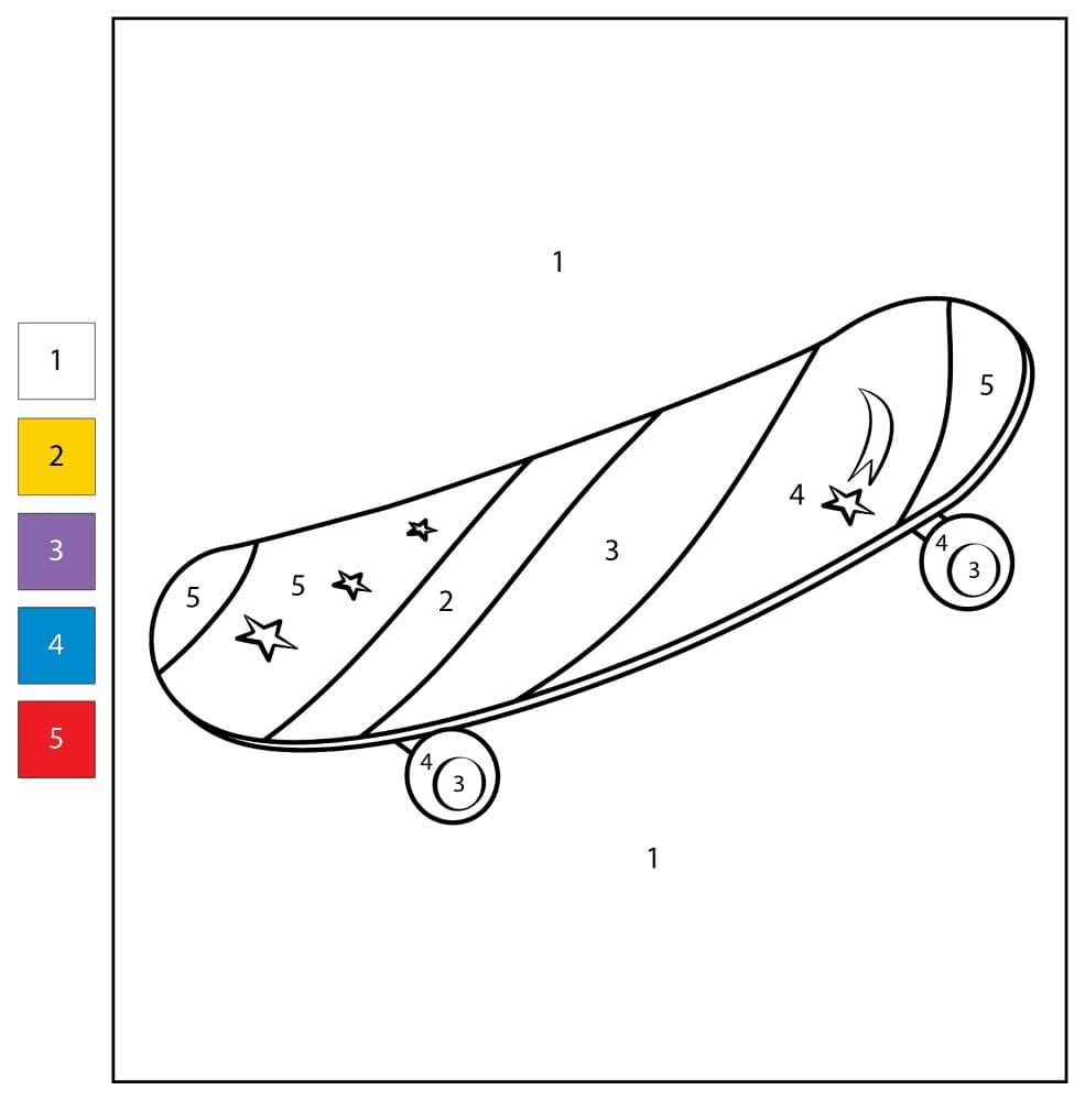 A Skateboard Color By Number