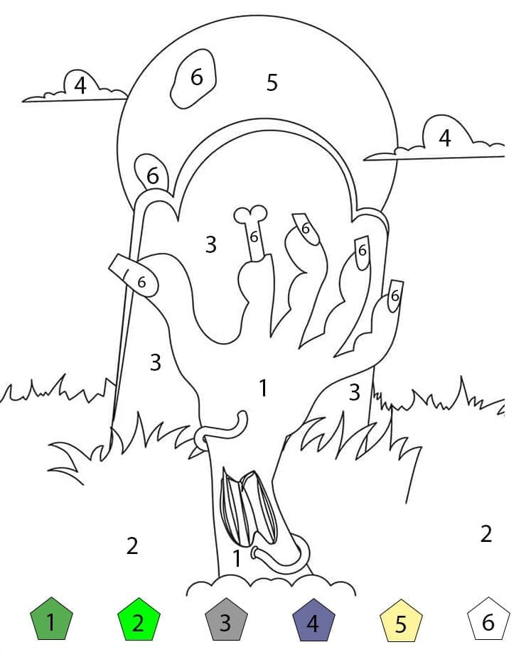 A Zombie Hand Color By Number