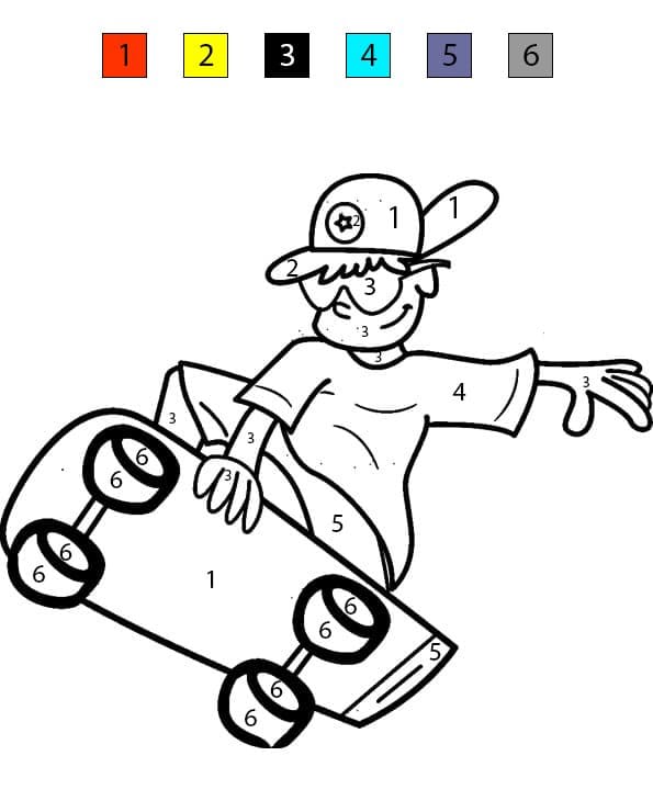 Amazing Skateboarding Color By Number
