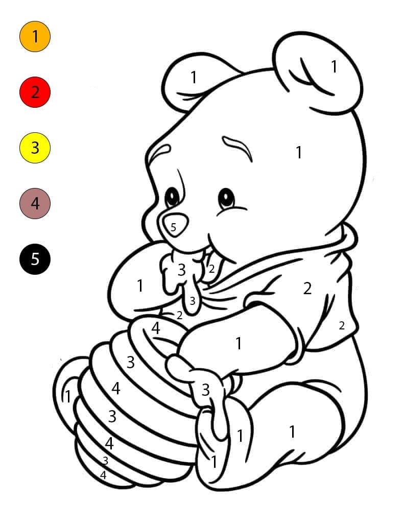 Baby Winnie The Pooh Eating Honey Color By Number